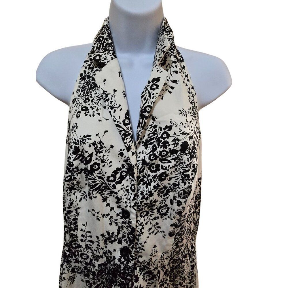 Halter style Black & White Floral Maxi Dress elegant old money classic fairycore